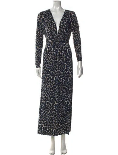 Pre-owned Rachel Pally Animal Print Long Dress In Black