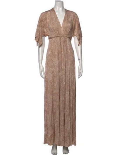 Pre-owned Rachel Pally Animal Print Long Dress In Neutrals