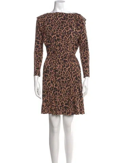 Pre-owned Rachel Pally Animal Print Mini Dress In Brown