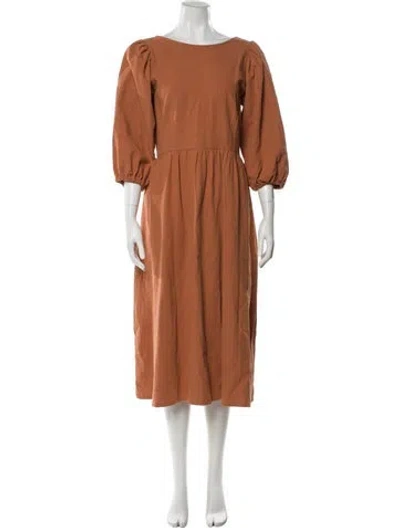 Pre-owned Rachel Pally Bateau Neckline Midi Length Dress In Orange
