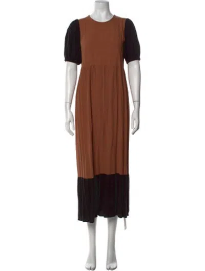 Pre-owned Rachel Pally Colorblock Pattern Long Dress In Brown