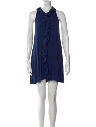 Pre-owned Rachel Pally Crew Neck Mini Dress In Blue