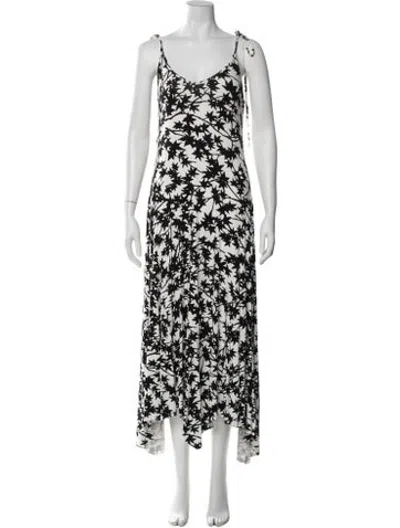 Pre-owned Rachel Pally Floral Print Long Dress In Black