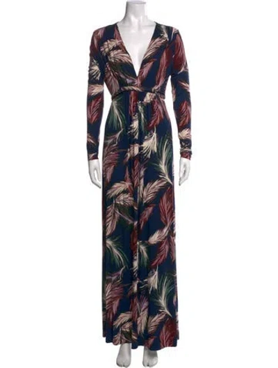 Pre-owned Rachel Pally Floral Print Long Dress In Blue