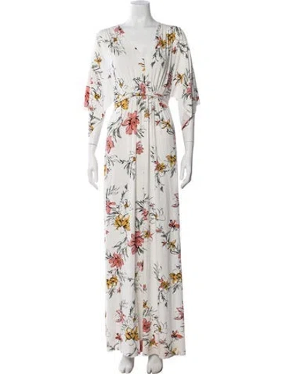 Pre-owned Rachel Pally Floral Print Long Dress In Neutrals