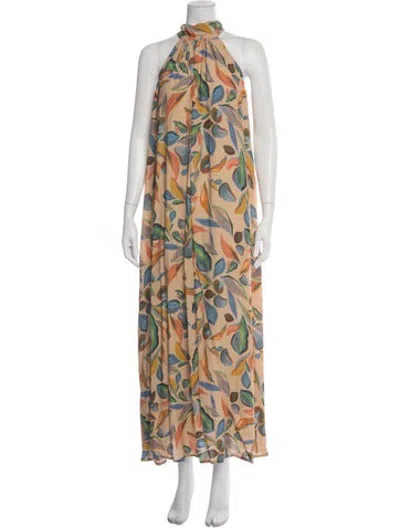 Pre-owned Rachel Pally Floral Print Long Dress In Neutrals