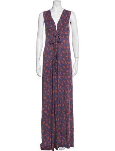 Pre-owned Rachel Pally Floral Print Long Dress In Purple