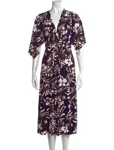 Pre-owned Rachel Pally Floral Print Long Dress W/ Tags In Blue