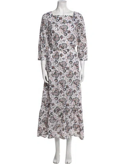 Pre-owned Rachel Pally Floral Print Long Dress In White