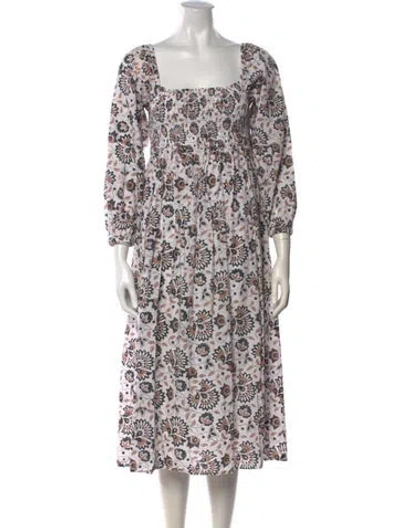 Pre-owned Rachel Pally Floral Print Long Dress In White