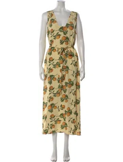 Pre-owned Rachel Pally Floral Print Long Dress In Yellow