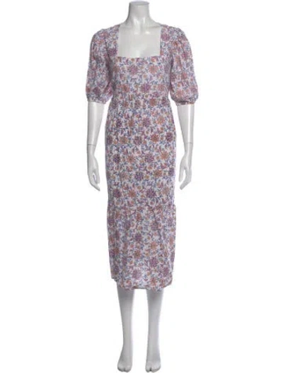 Pre-owned Rachel Pally Floral Print Midi Length Dress In Neutrals