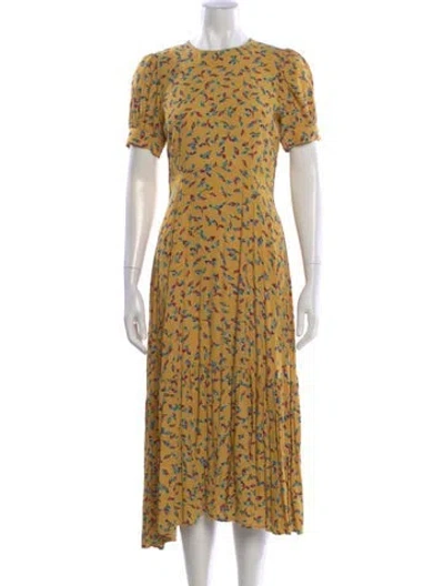 Pre-owned Rachel Pally Floral Print Midi Length Dress In Yellow