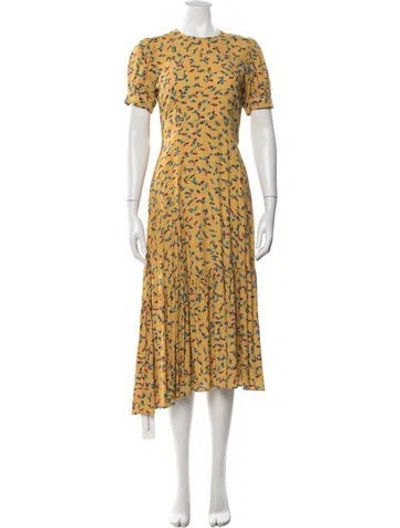 Pre-owned Rachel Pally Floral Print Midi Length Dress In Yellow