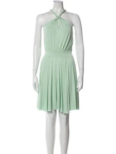 Pre-owned Rachel Pally Halterneck Knee-length Dress In Green