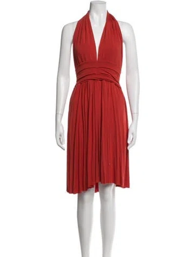 Pre-owned Rachel Pally Halterneck Knee-length Dress In Orange