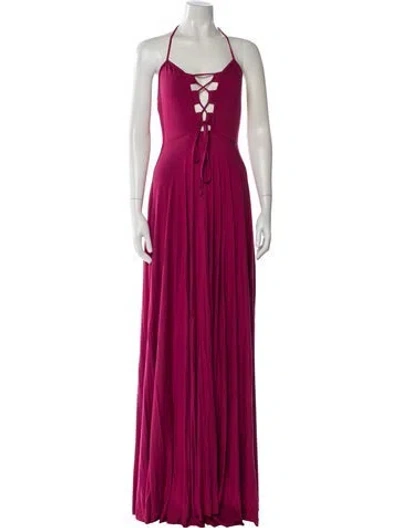 Pre-owned Rachel Pally Halterneck Long Dress In Burgundy
