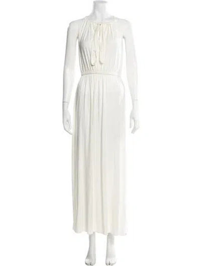 Pre-owned Rachel Pally Halterneck Long Dress In White