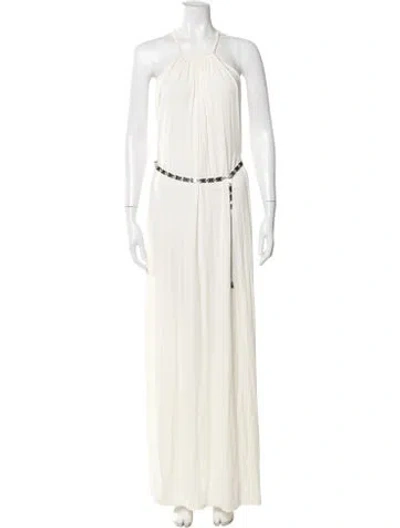 Pre-owned Rachel Pally Halterneck Long Dress In White