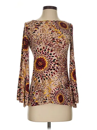 Pre-owned Rachel Pally Long Sleeve T-shirt In Brown