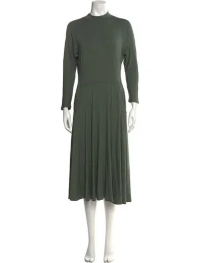 Pre-owned Rachel Pally Mock Neck Midi Length Dress In Green