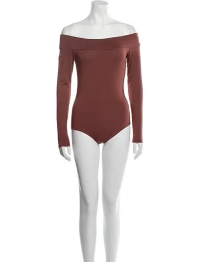 Pre-owned Rachel Pally Off-the-shoulder Long Sleeve Bodysuit In Red
