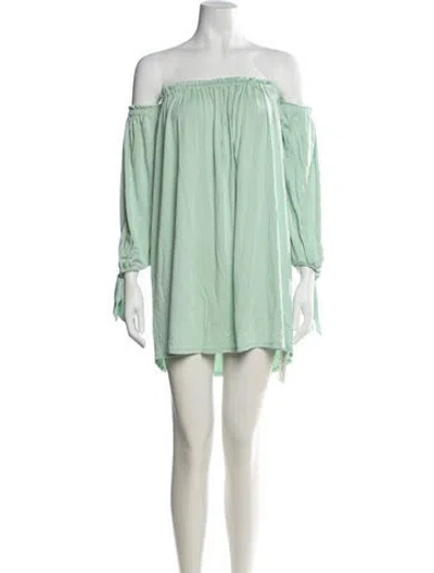 Pre-owned Rachel Pally Off-the-shoulder Mini Dress In Blue/green