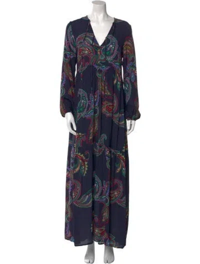 Pre-owned Rachel Pally Paisley Print Long Dress In Blue