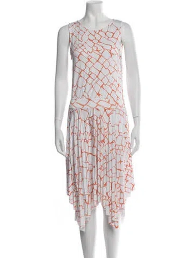 Pre-owned Rachel Pally Patterned Midi Length Dress W/ Tags In White