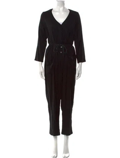 Pre-owned Rachel Pally Plunge Neckline Jumpsuit In Black