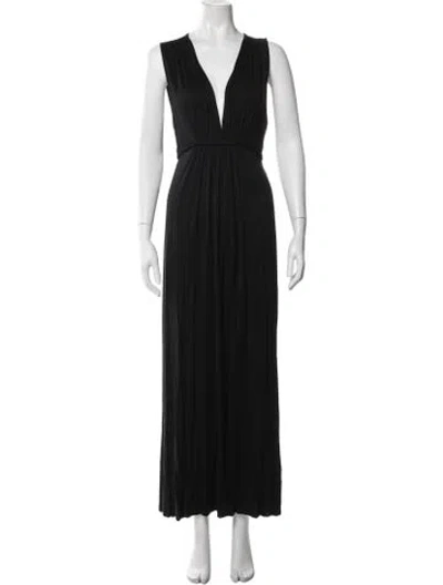 Pre-owned Rachel Pally Plunge Neckline Long Dress In Black
