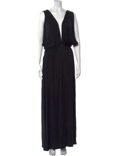Pre-owned Rachel Pally Plunge Neckline Long Dress In Black