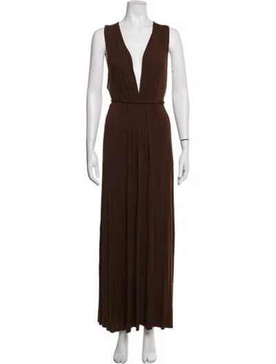 Pre-owned Rachel Pally Plunge Neckline Long Dress In Brown