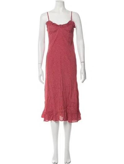 Pre-owned Rachel Pally Polka Dot Print Midi Length Dress In Red
