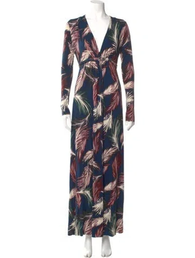 Pre-owned Rachel Pally Printed Long Dress In Blue