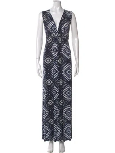 Pre-owned Rachel Pally Printed Long Dress In Blue