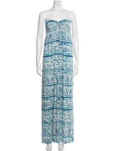 Pre-owned Rachel Pally Printed Long Dress In Blue