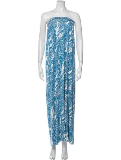 Pre-owned Rachel Pally Printed Long Dress In Blue