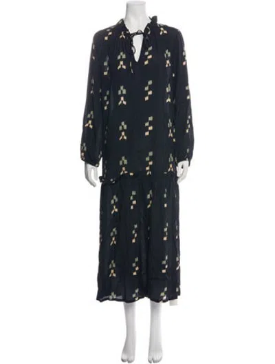 Pre-owned Rachel Pally Printed Long Dress In Blue