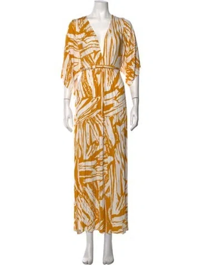 Pre-owned Rachel Pally Printed Long Dress In Yellow