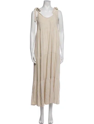 Pre-owned Rachel Pally Scoop Neck Long Dress In Neutral