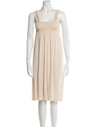 Pre-owned Rachel Pally Square Neckline Knee-length Dress In Neutral