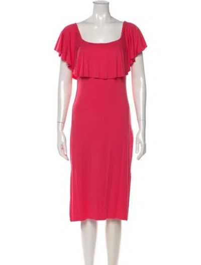 Pre-owned Rachel Pally Square Neckline Knee-length Dress In Pink
