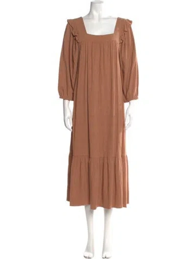 Pre-owned Rachel Pally Square Neckline Long Dress In Brown