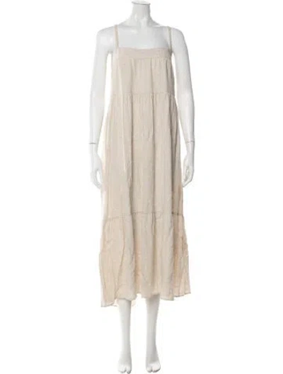 Pre-owned Rachel Pally Square Neckline Long Dress In Neutrals