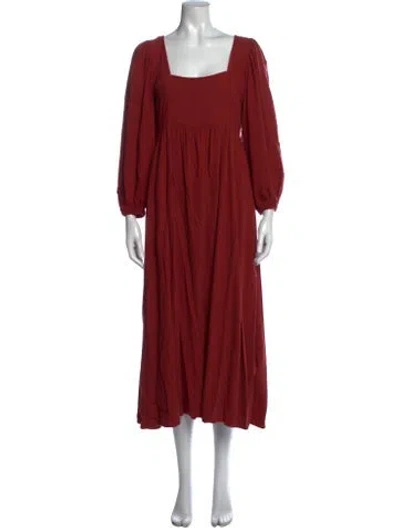 Pre-owned Rachel Pally Square Neckline Long Dress In Red