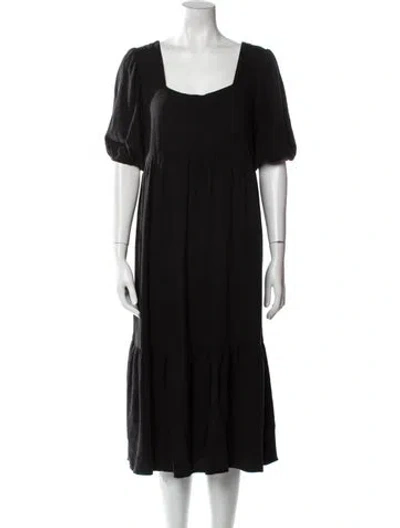 Pre-owned Rachel Pally Square Neckline Midi Length Dress In Black