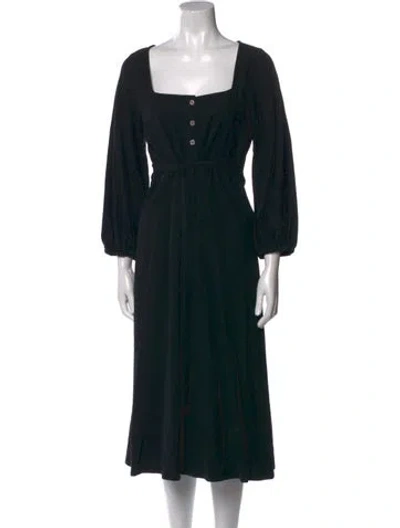 Pre-owned Rachel Pally Square Neckline Midi Length Dress In Black