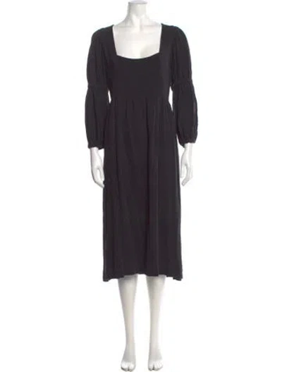 Pre-owned Rachel Pally Square Neckline Midi Length Dress In Black