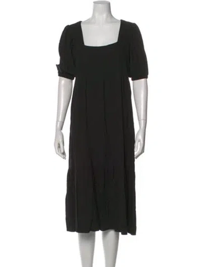 Pre-owned Rachel Pally Square Neckline Midi Length Dress In Black